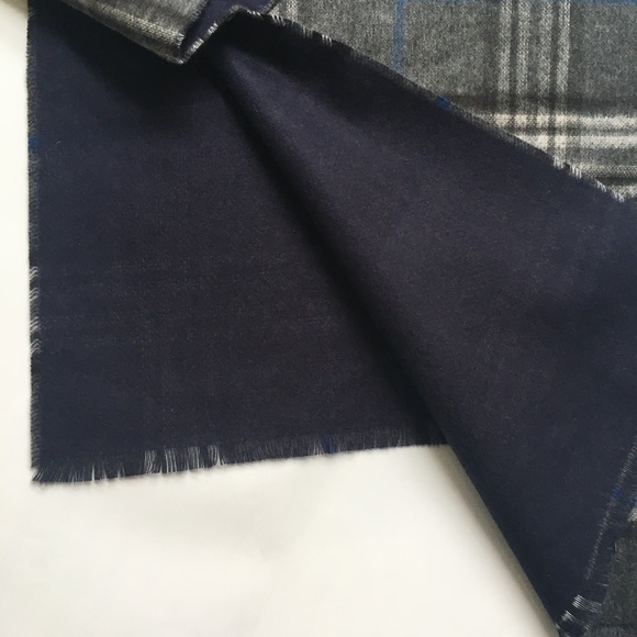 Fraas Scarf Cashmink Plaid / Tartan Rectangle Grey Blue New - Picture 4 of 6